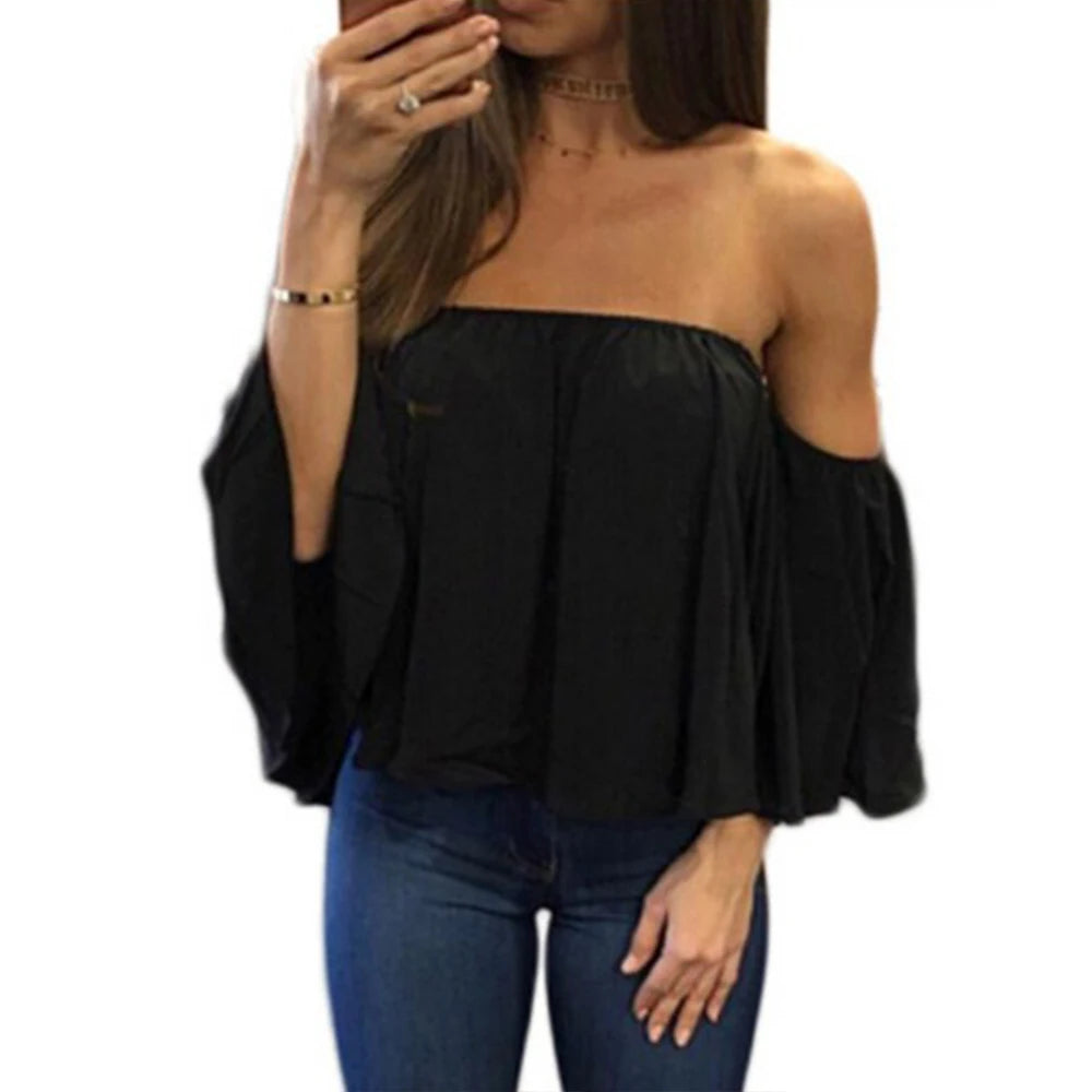 Women Off Shoulder Chiffon  Blouse