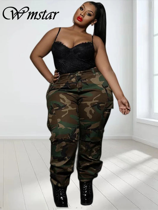 Women Plus Size Camouflage Cargo Joggers