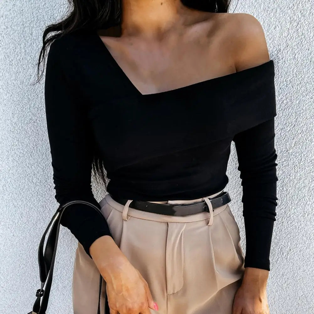 Women Strapless Backless Long Sleeve Blouse