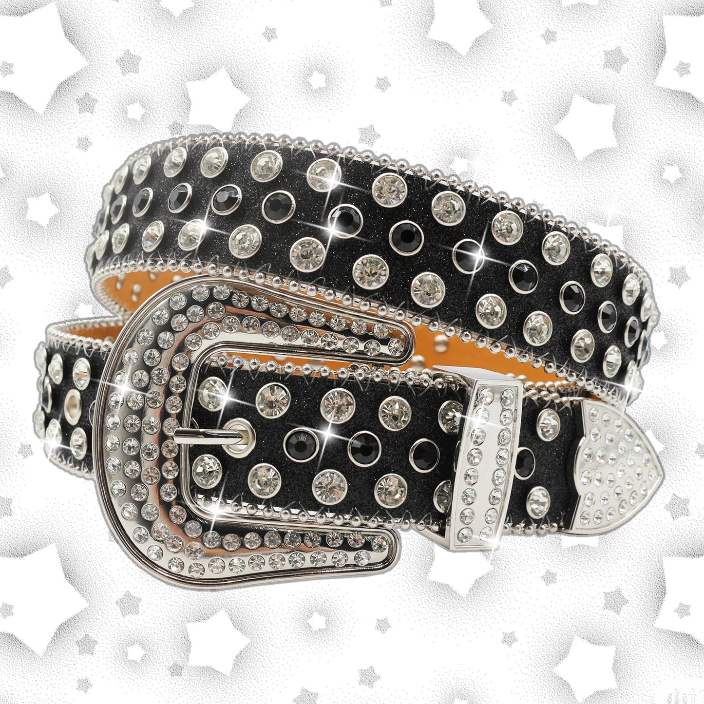 Diamond Rhinestone Crystal Studded Pin Buckle Belts for Women