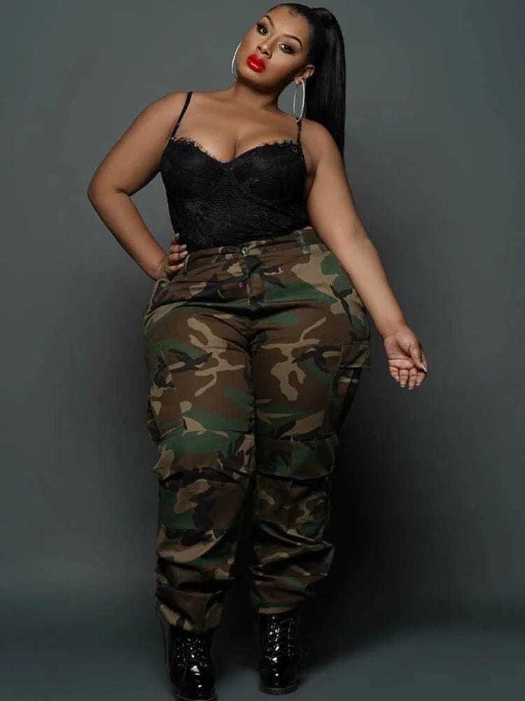 Women Plus Size Camouflage Cargo Joggers