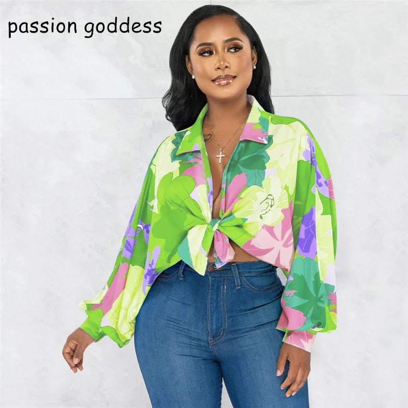 Women Batwing Sleeve Floral Blouses