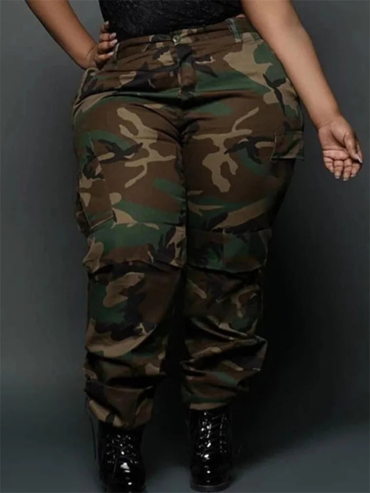 Women Plus Size Camouflage Cargo Joggers