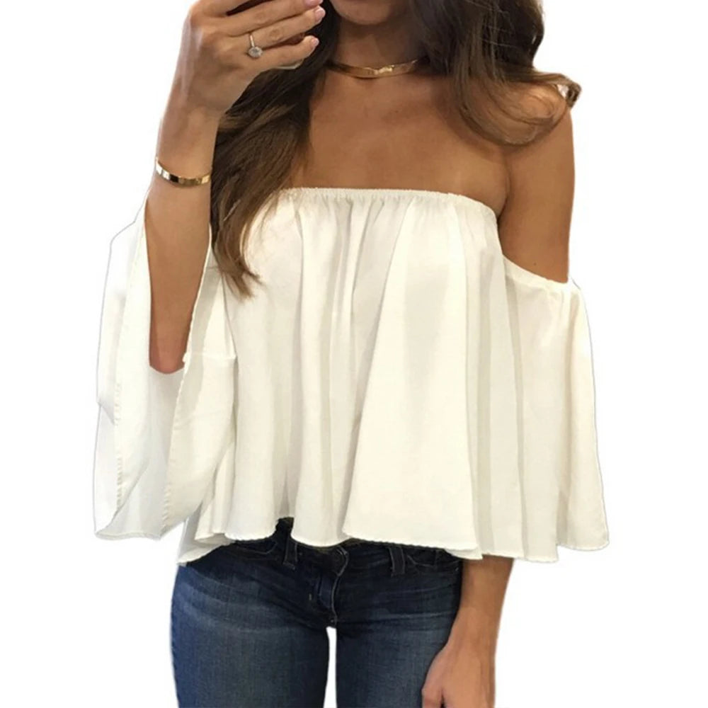 Women Off Shoulder Chiffon  Blouse