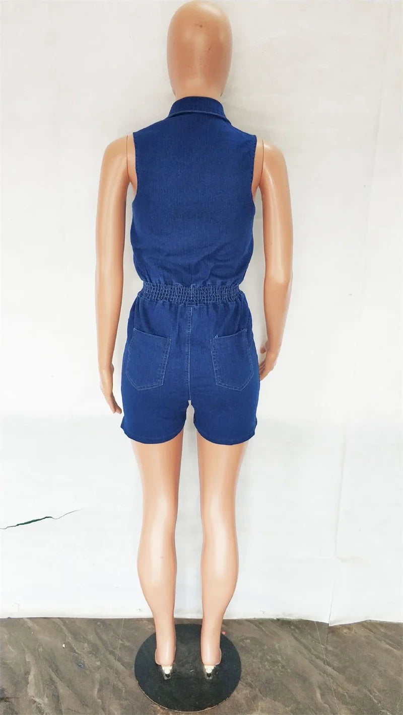 Women Vintage Jean Rompers