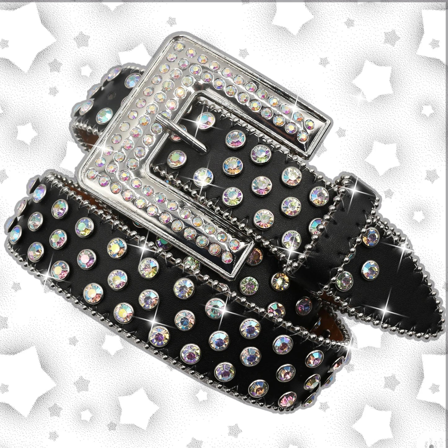 Diamond Rhinestone Crystal Studded Pin Buckle Belts for Women