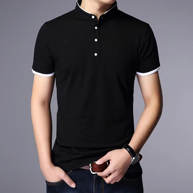 Men Business Casual Polo Short Sleeve T-shirt