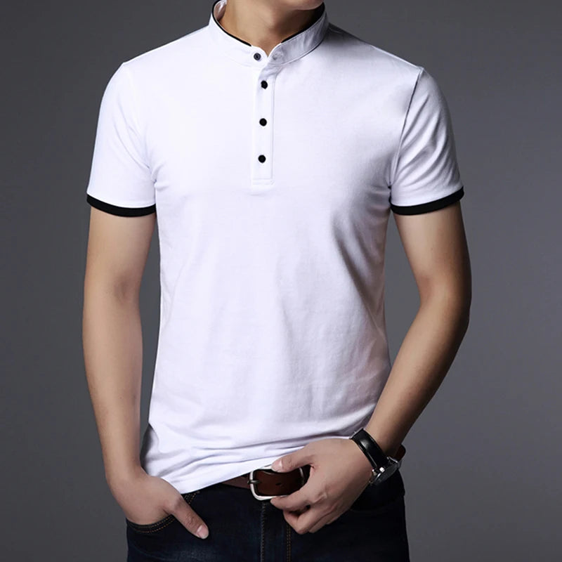 Men Business Casual Polo Short Sleeve T-shirt