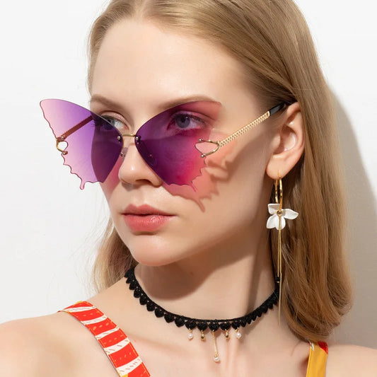 Colorful Butterfly Rimless Sunglasses Accessories