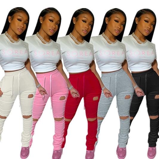 Women Sweatpants  Flare Stacked Joggers