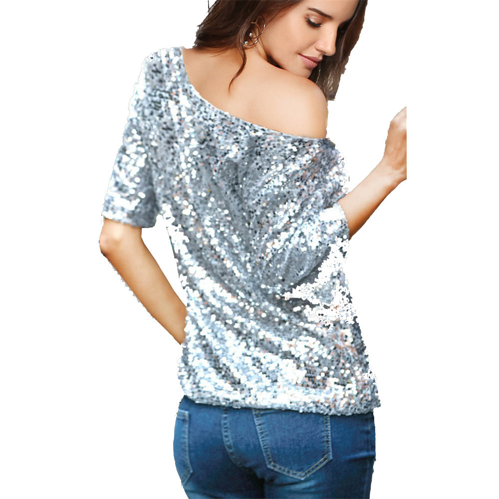 Women Rhinestone Glitter Shirt