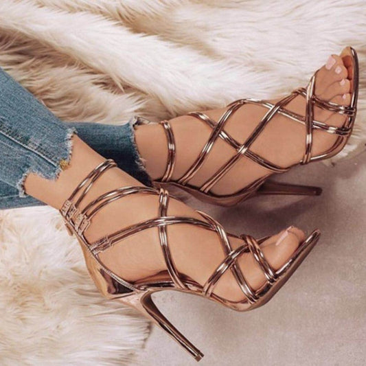 Women High Heels Cross Strap Stiletto Shoes