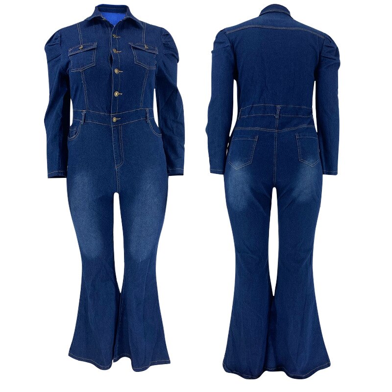 Women Denim Jumpsuit Long Sleeve