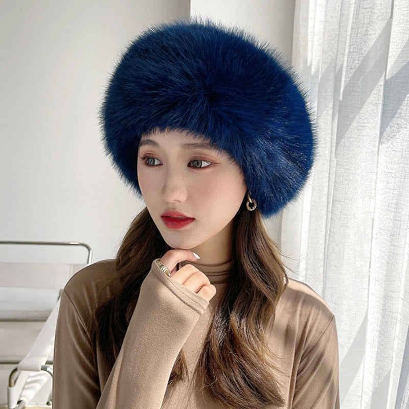 Women Fox Fur Bomber Hat