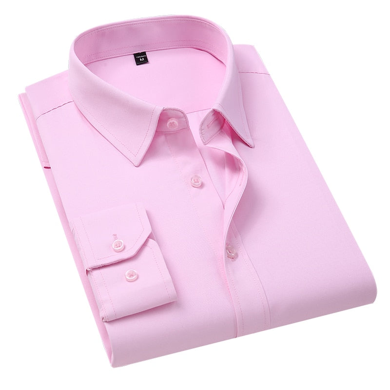 Plus Size 5XL 6XL 7XL Men Solid Color Business Shirt