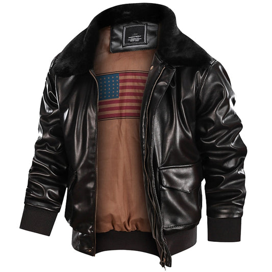 Men Winter Retro Leather Jacket