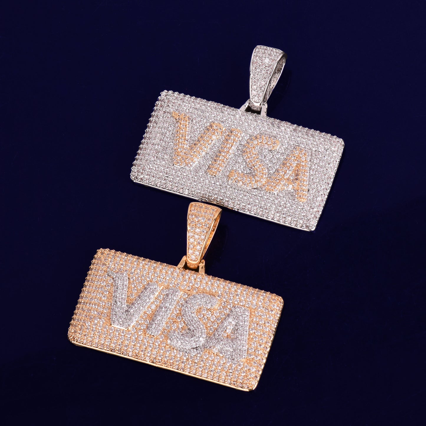 Visa Card Shape Pendant  Cubic Zircon Jewelry