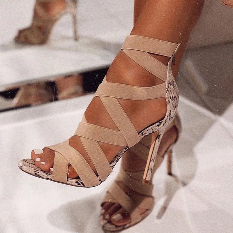 Women High Heels Gladiator Ankle Strap Shoes