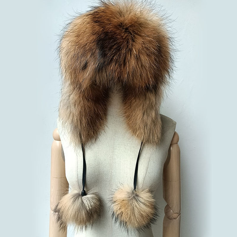 Women Fox Fur Hat With Earflap