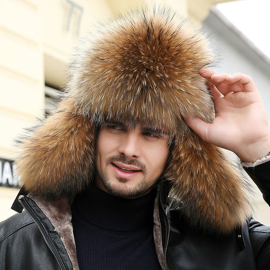 Men Fox Fur Bomber Hat