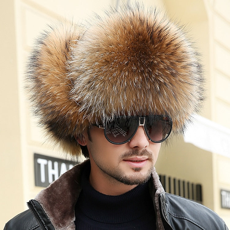 Men Fox Fur Bomber Hat