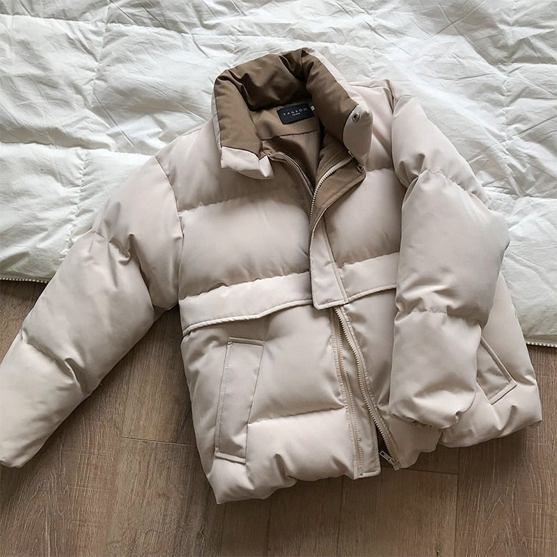 Women Solid Color Padded Coat