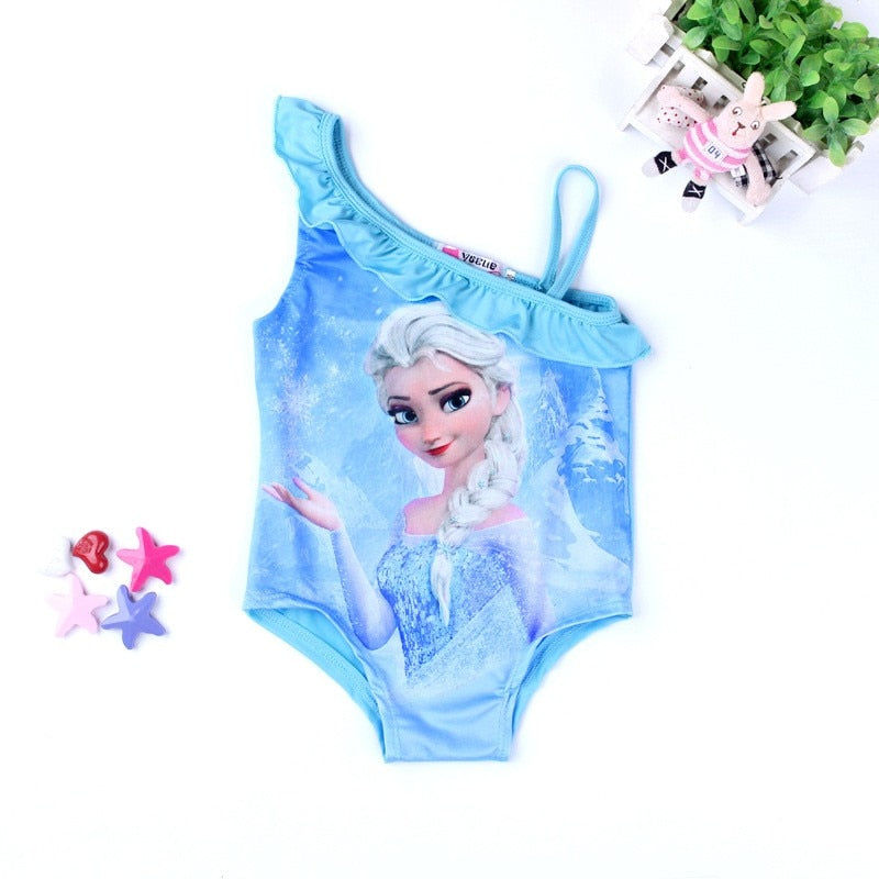 Girls One-Piece Elsa Sleeveless Swimwear
