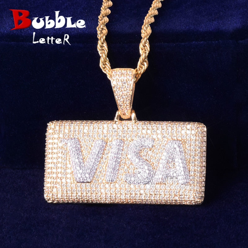 Visa Card Shape Pendant  Cubic Zircon Jewelry