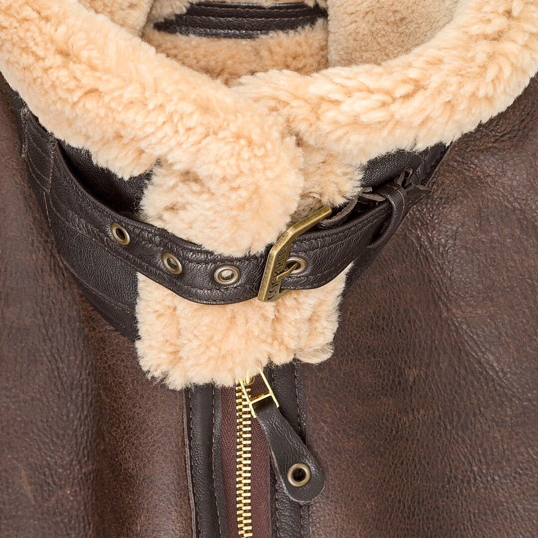 Men Leather Velvet Fur Integrated Long Sleeve Jacket