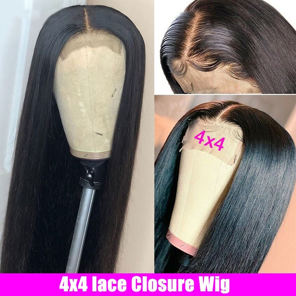 Nicelight 4X4 Lace Closure Wig Straight Lace Human Hair
