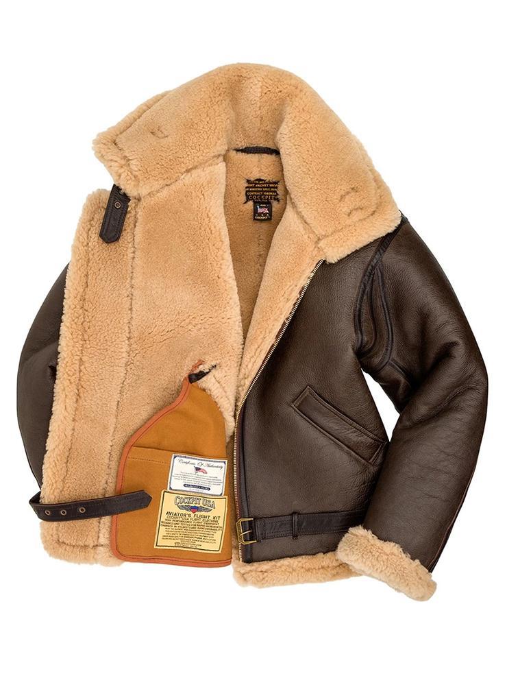 Men Leather Velvet Fur Integrated Long Sleeve Jacket