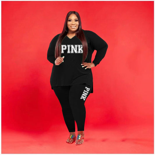 Women Plus Size  Two Piece Pants Sport Suits