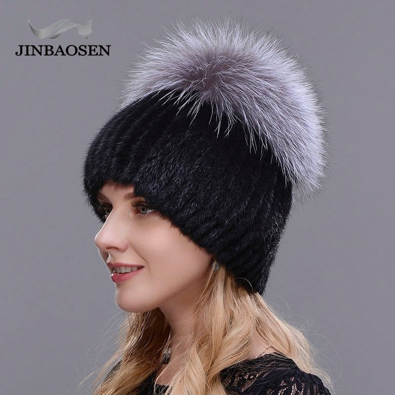 Women  Mink hats with FOX Fur