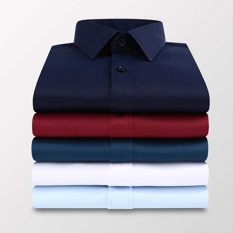 Plus Size 5XL 6XL 7XL Men Solid Color Business Shirt