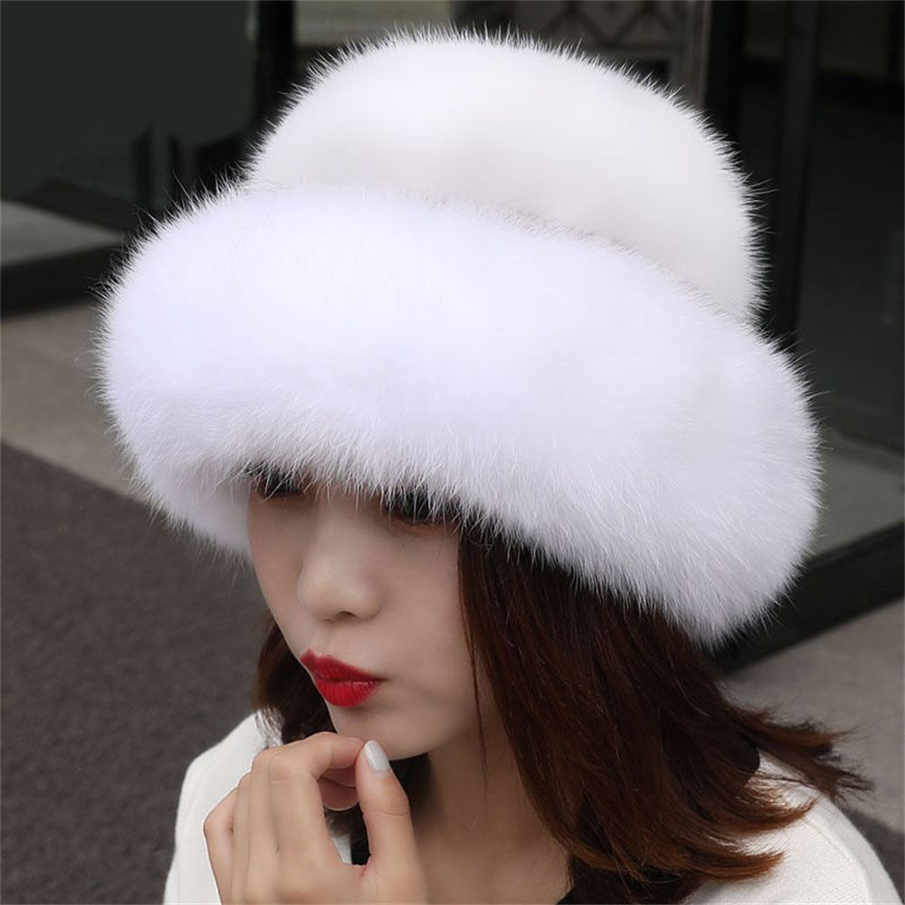 Women Mink Fox Fur Hat