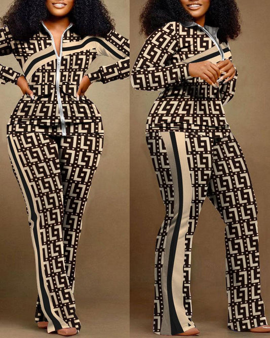 Women Fashion Print Two Piece Set