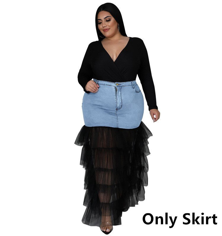 Women Plus Size Denim Skirt