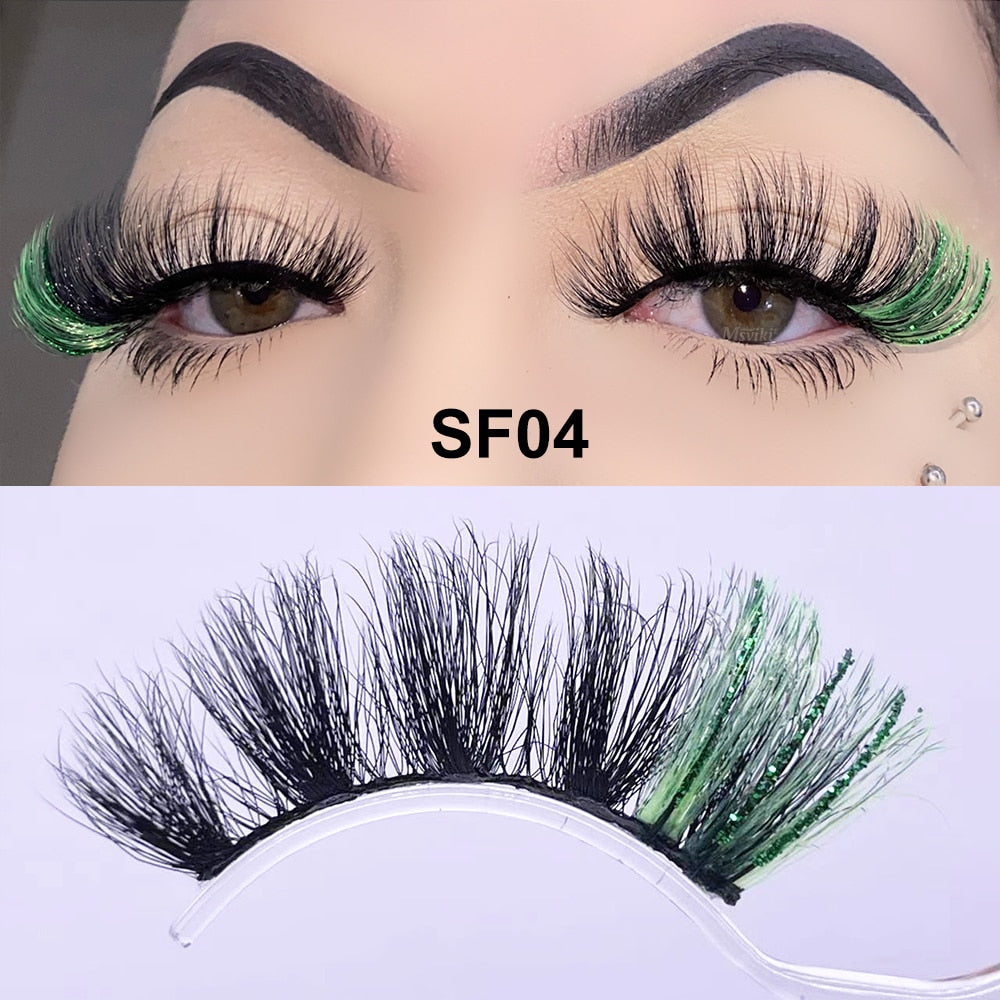 1 Pair Glitter Ombre Colored Lashes