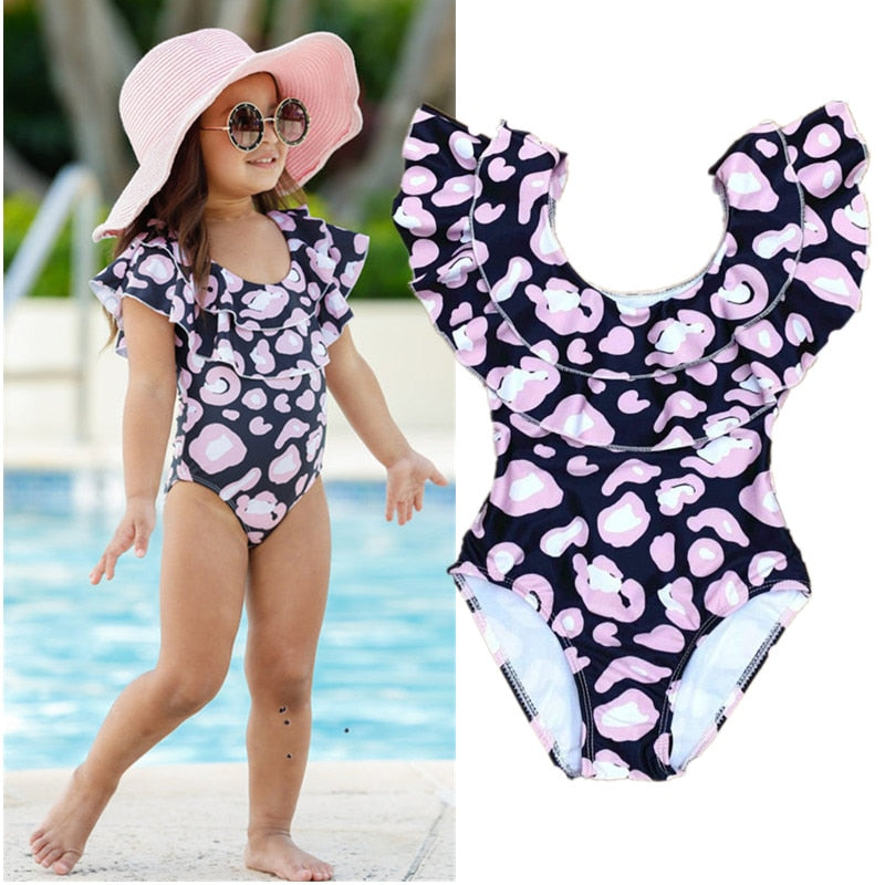 Baby Girl Unicorn  Ruffle Sleeve  One-Piece Swimwear
