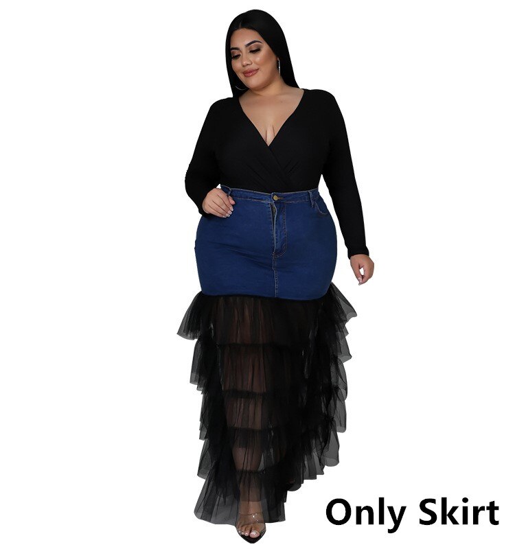 Women Plus Size Denim Skirt