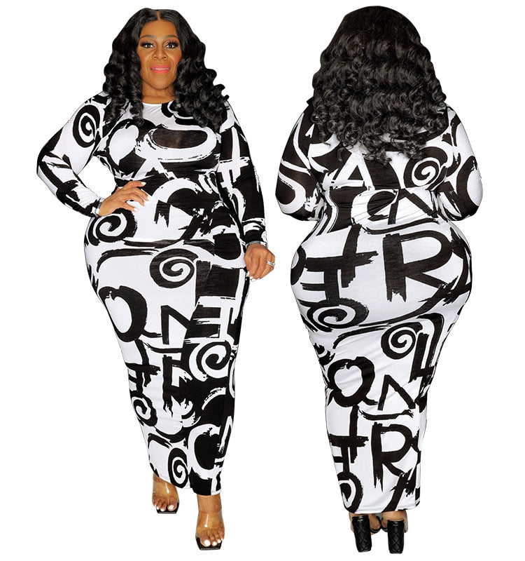 Women Plus Size Perl Musical Note Dress