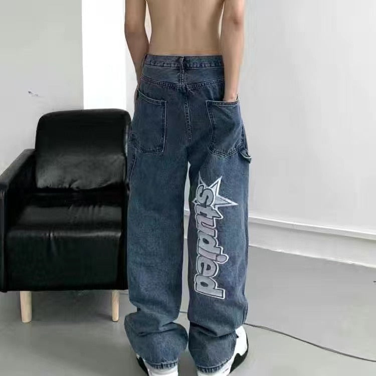 Men  American head Printing  loose large size Pants