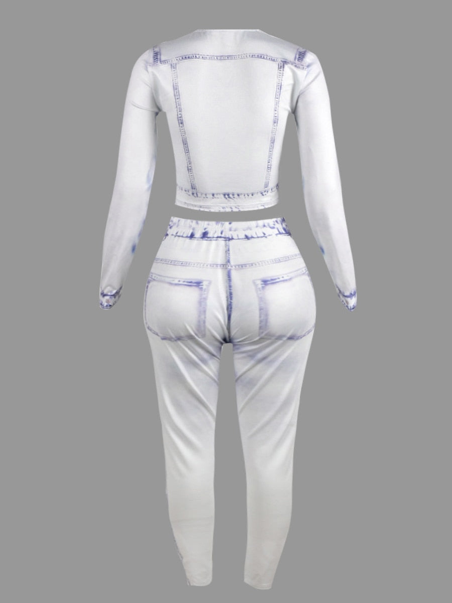 Women Two Piece  Gradient Pattern Pants Set