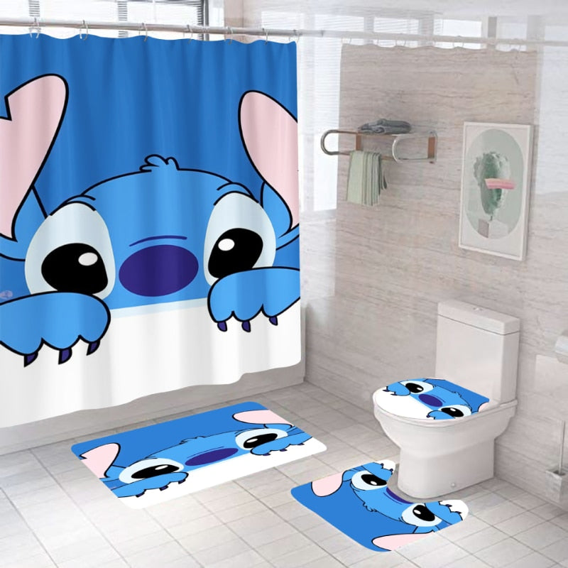 Disney Lilo &amp; Stitch Cartoon Shower Curtain Set
