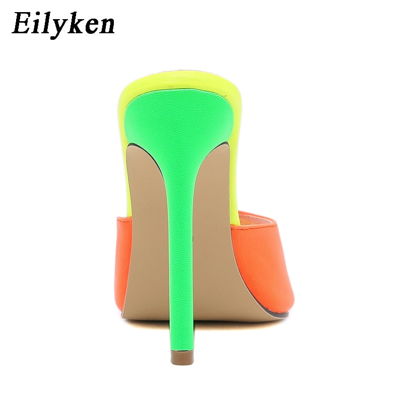 Women Pointed Toe  Mixed Color High Heel Shoes