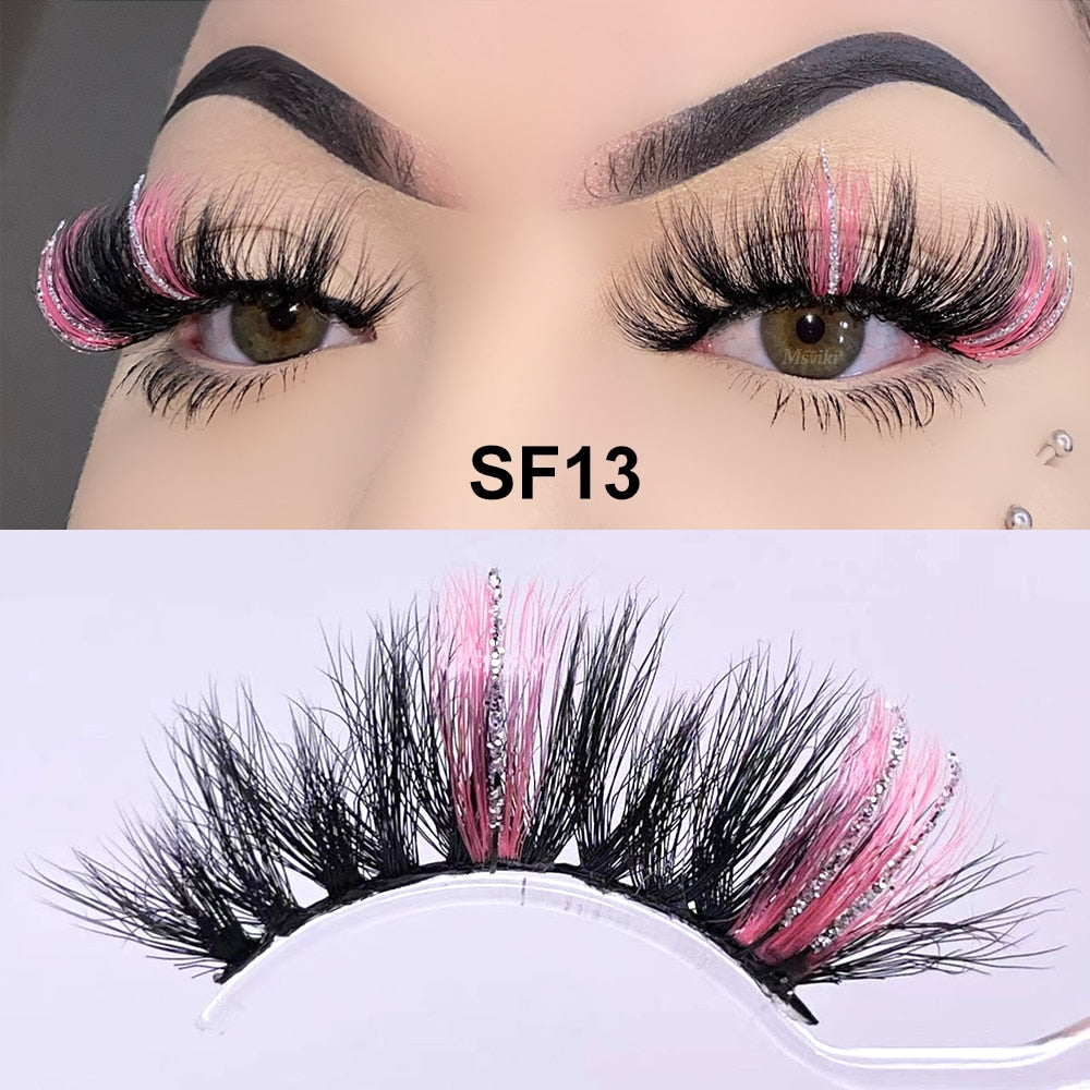 1 Pair Glitter Ombre Colored Lashes