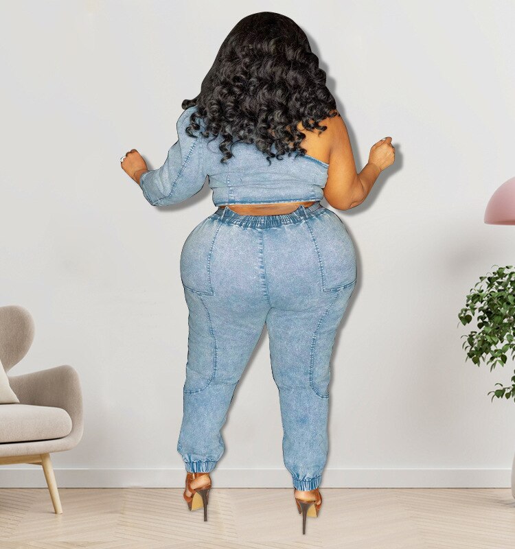 Women Plus Size Sexy Slanted Shoulder Romper