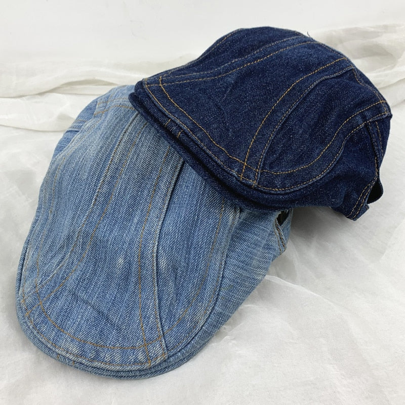 Vintage Denim Beret Hats Accessories