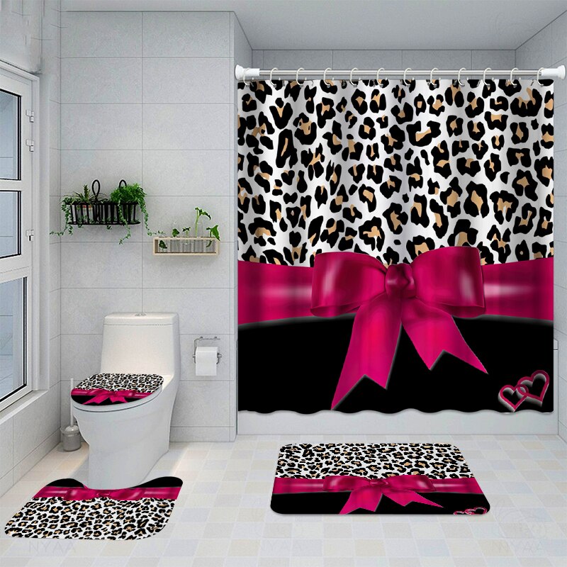 Bowtie Waterproof Bath Shower Curtain Sets