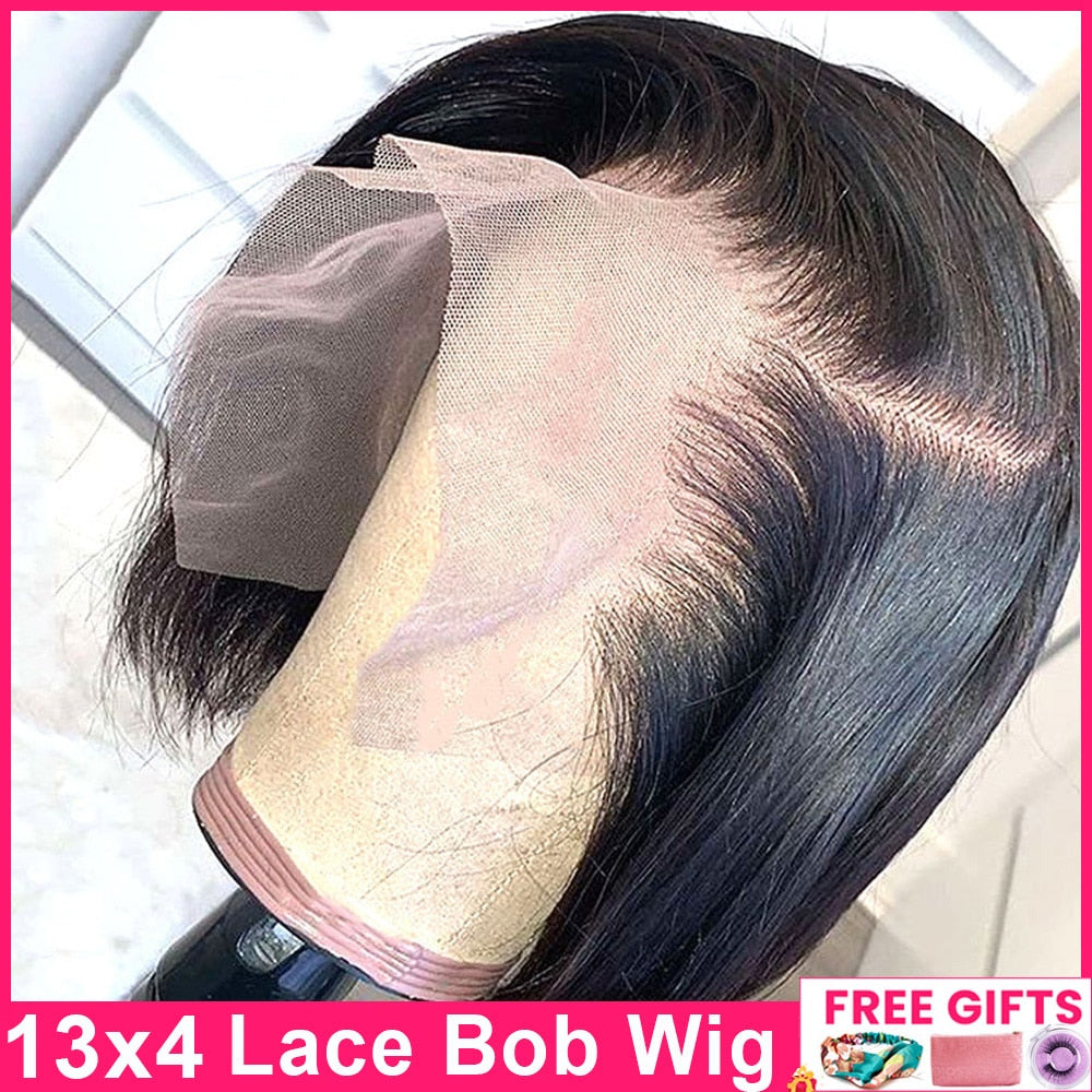 Lace Wig Short Bob Wig Pre Plucked Bone Straight Human Hair Wigs For Women Double Drawn Virgin Human Hair Wig Bob Lace Wigs